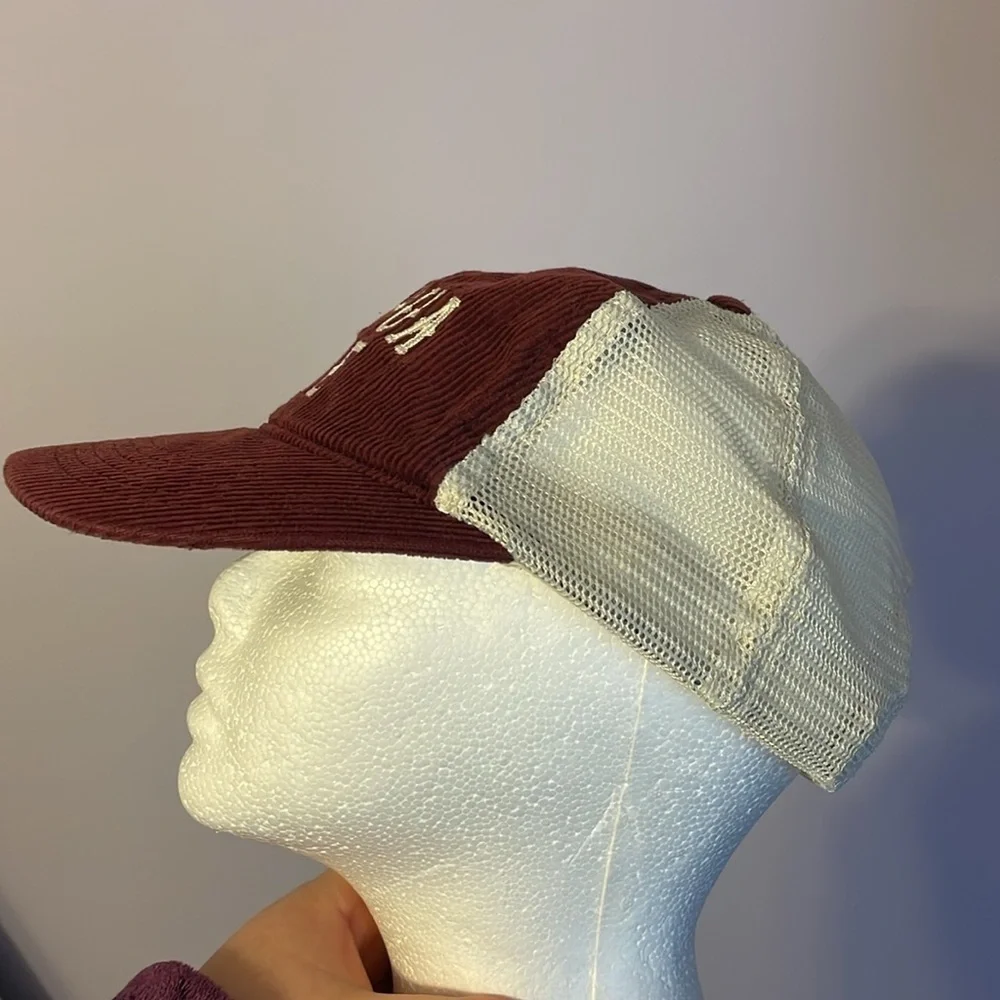 Mad Engine Joshua Tree Maroon Corduroy Off White Mesh Snapback Hat Cap OS